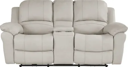 Vercelli Way Stone Leather Power Reclining Console Loveseat