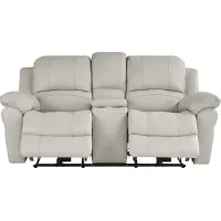 Vercelli Way Stone Leather Power Reclining Console Loveseat