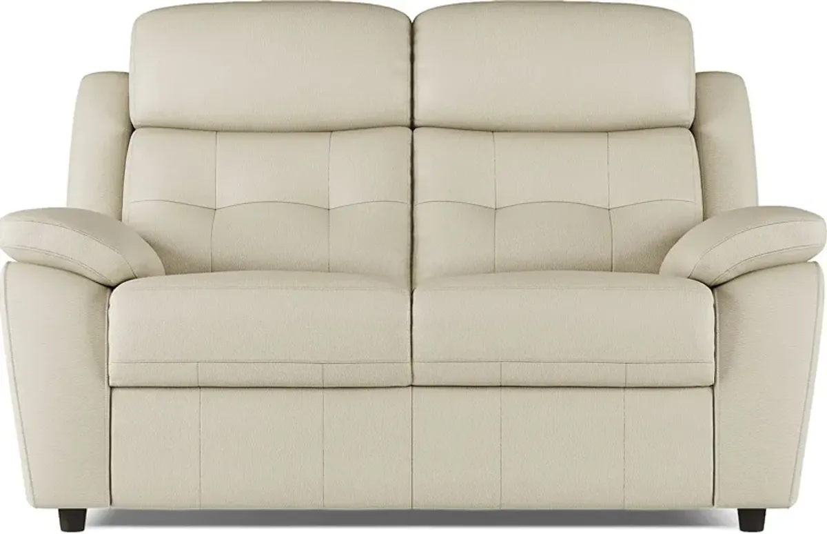 Antonin Beige Leather Loveseat