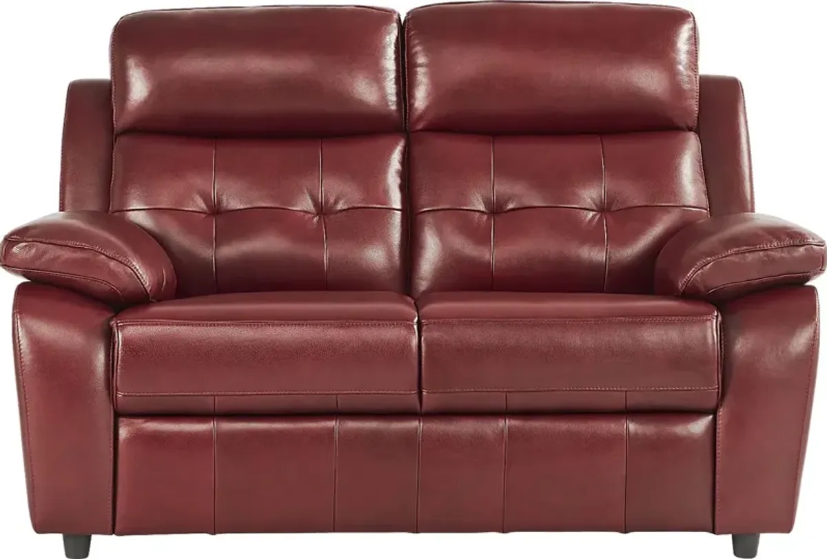 Antonin Red Leather Loveseat