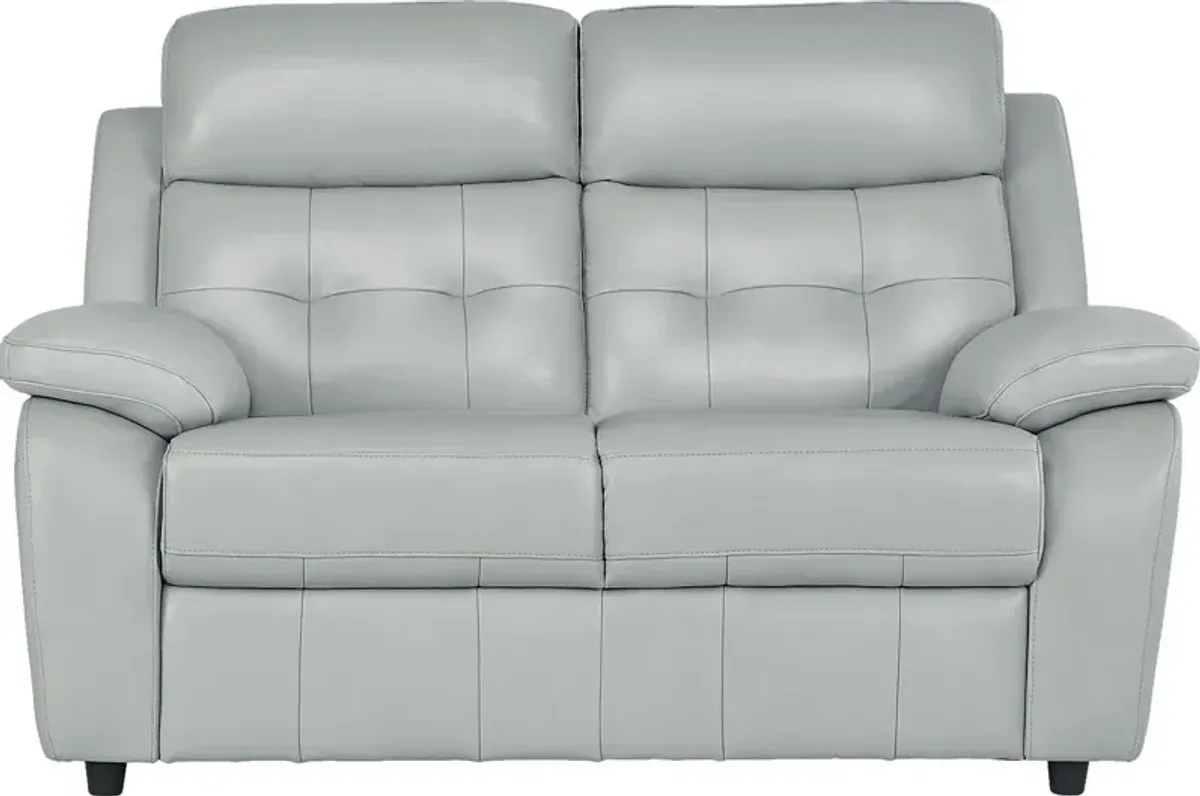 Antonin Aqua Leather Loveseat