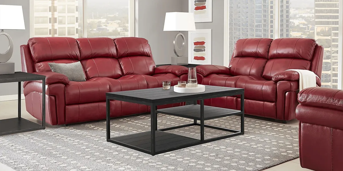 Trevino Place Burgundy Leather Loveseat