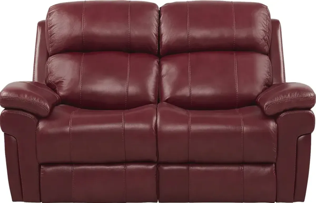 Trevino Place Burgundy Leather Loveseat