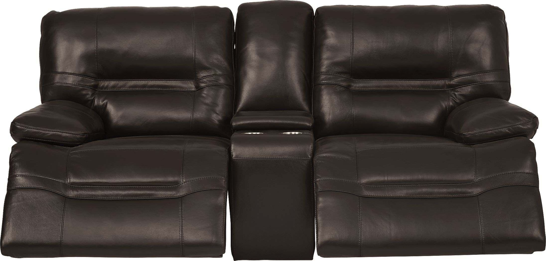 Vernazza Lane Chocolate Leather Reclining Console Loveseat