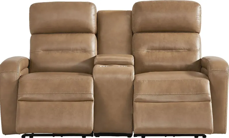 Sierra Madre Saddle Leather Dual Power Reclining Console Loveseat
