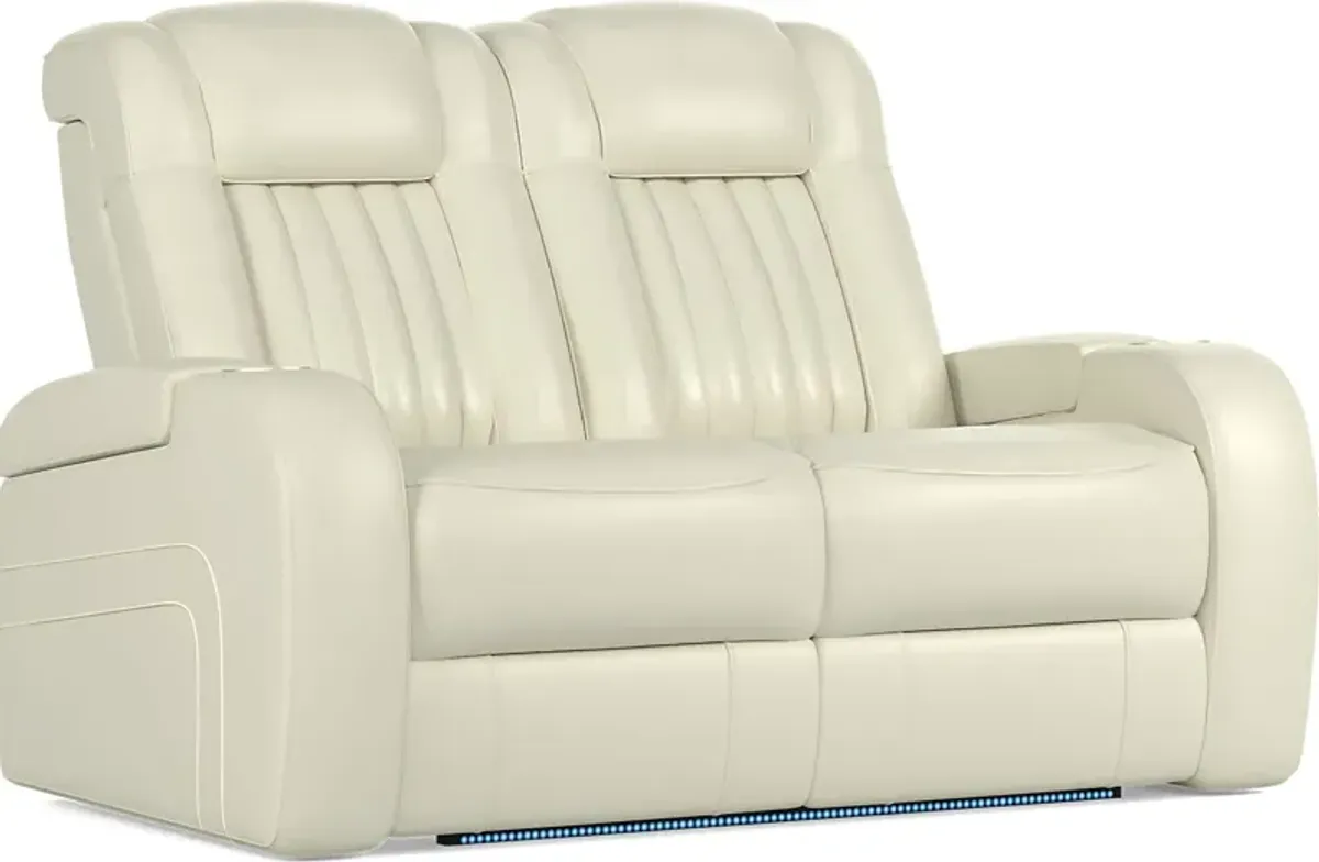 Cenova Ivory Leather Loveseat