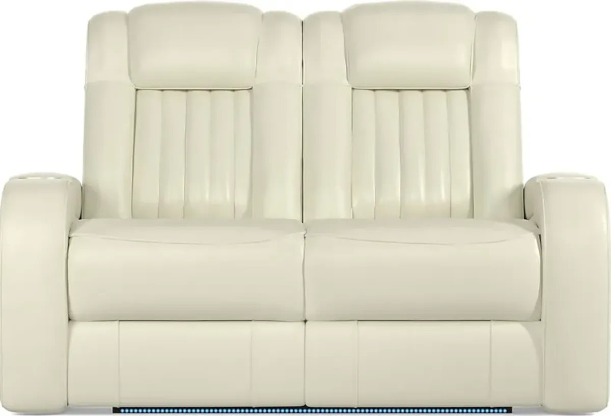 Cenova Ivory Leather Loveseat