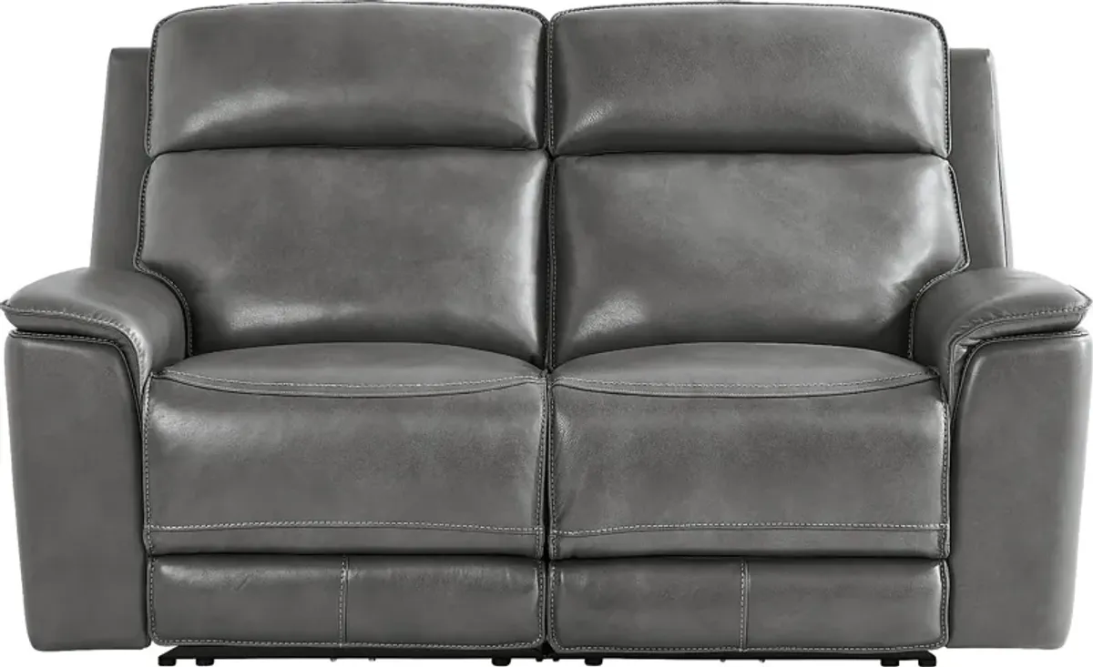 Magellan Smoke Leather Dual Power Reclining Loveseat