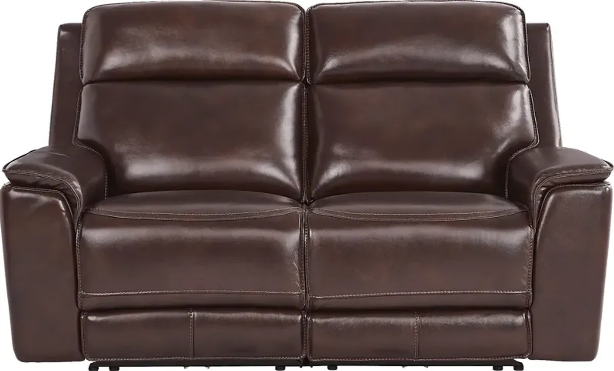 Magellan Merlot Leather Dual Power Reclining Loveseat