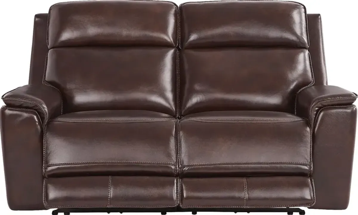 Magellan Merlot Leather Dual Power Reclining Loveseat