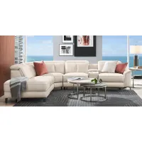 Naples Ivory Leather 9 Pc Dual Power Reclining Sectional Living Room