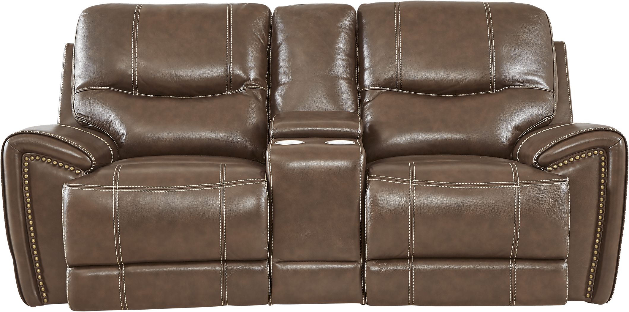 Italo Brown Leather Dual Power Reclining Console Loveseat 2208