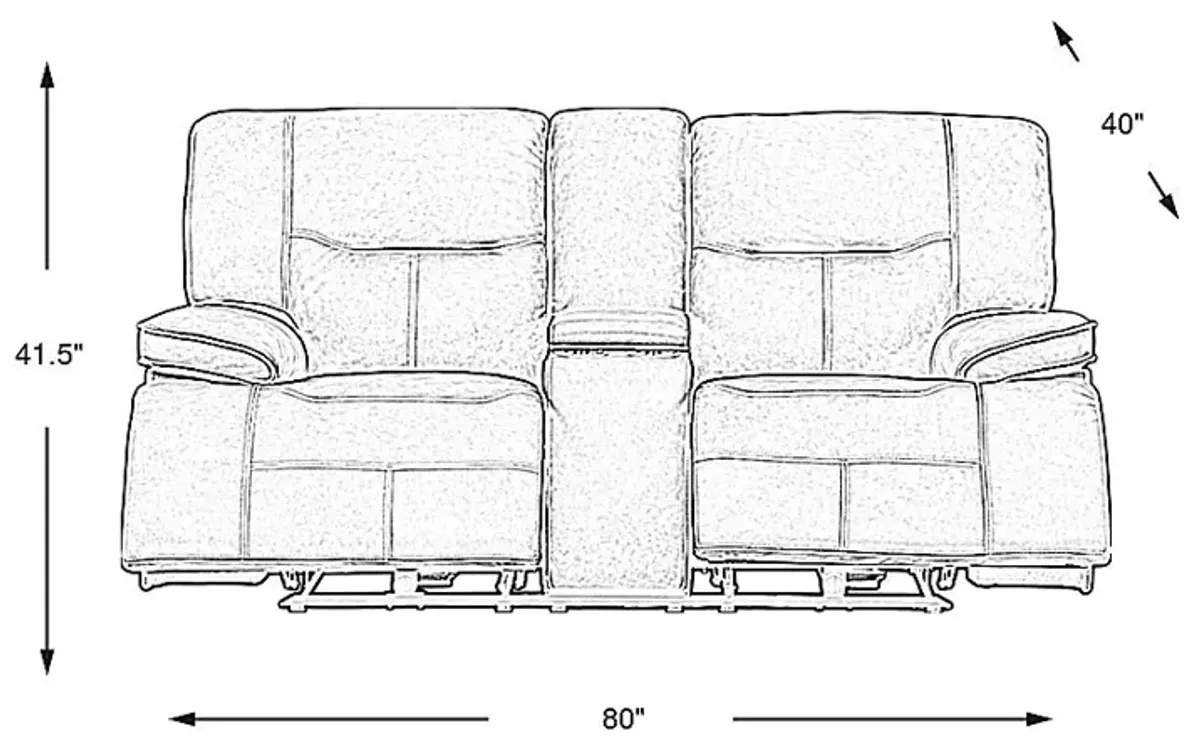 Caletta Way Beige Leather Dual Power Reclining Console Loveseat