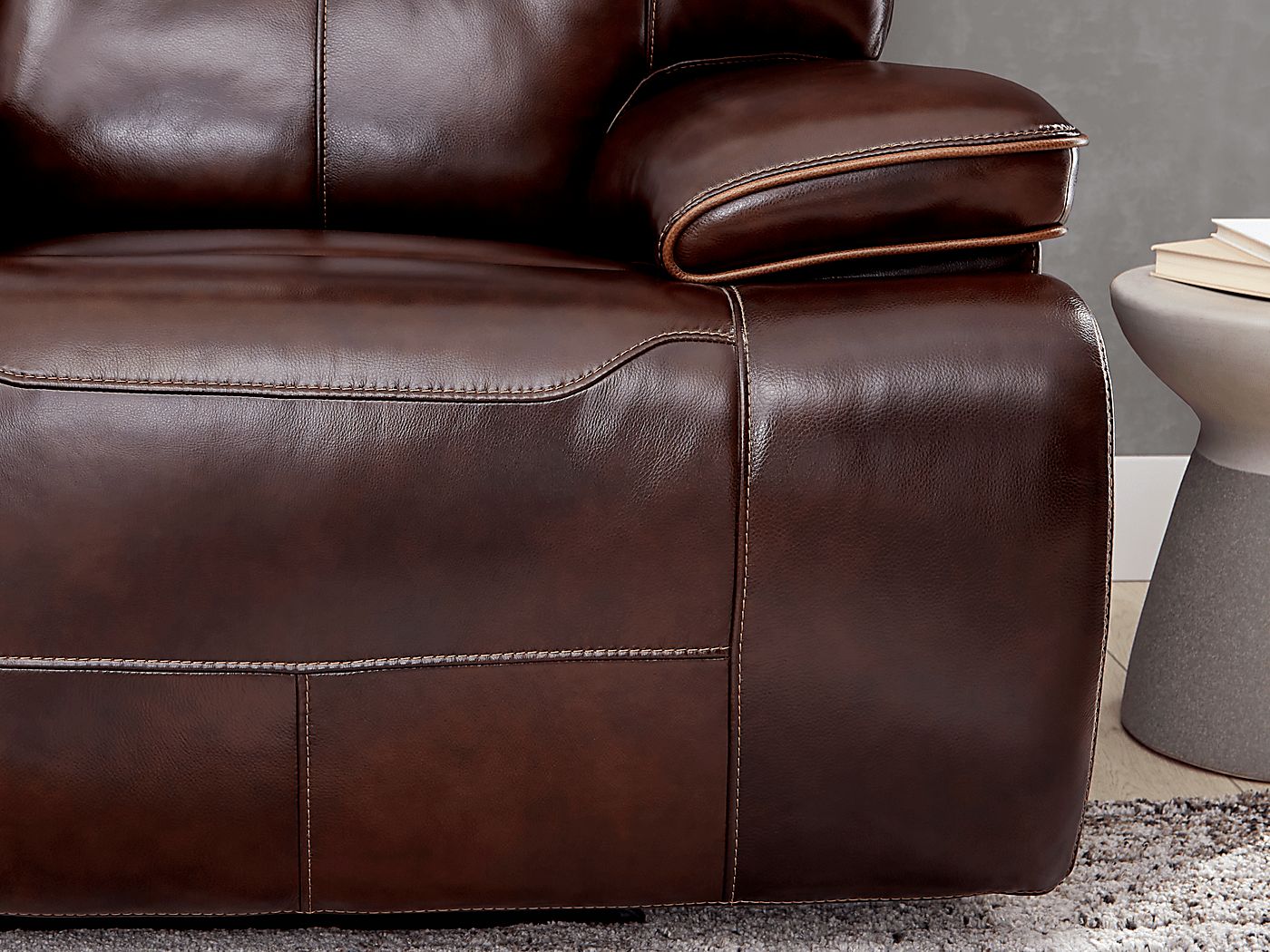 Caletta Way Merlot Leather Dual Power Reclining Console Loveseat