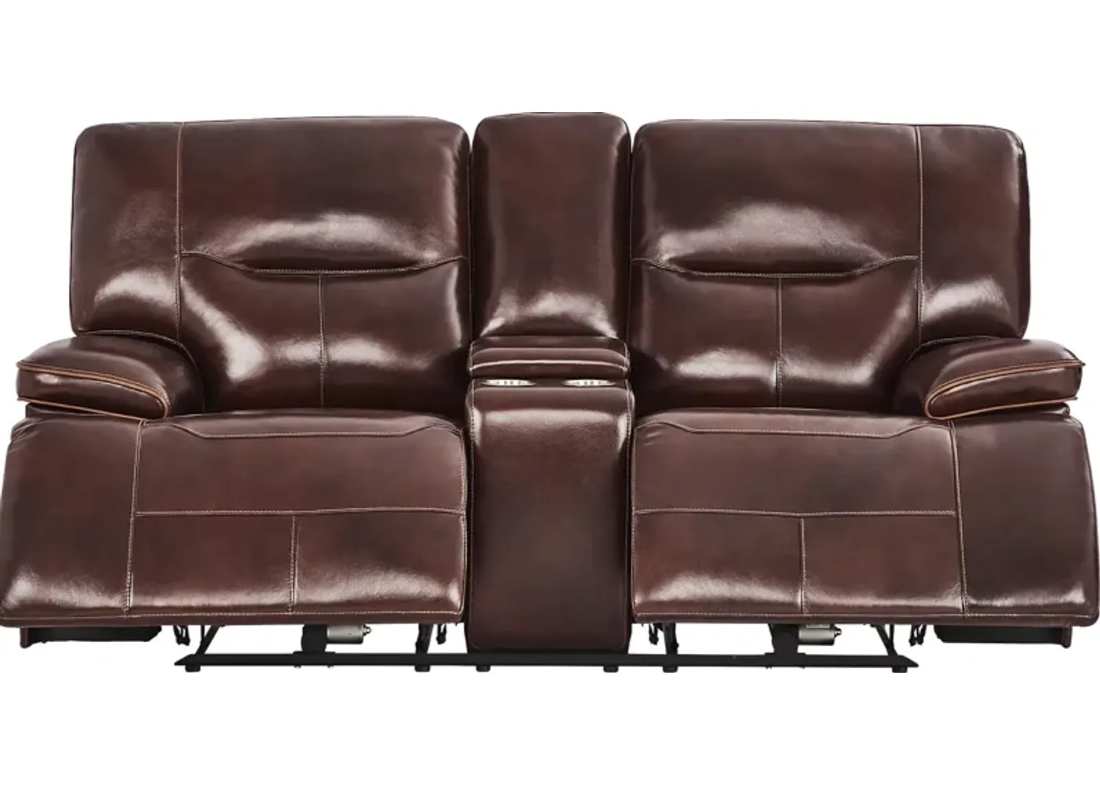 Caletta Way Merlot Leather Dual Power Reclining Console Loveseat