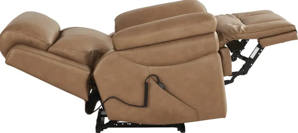 Eastmann Saddle Leather Triple Power Recliner with Air Massage