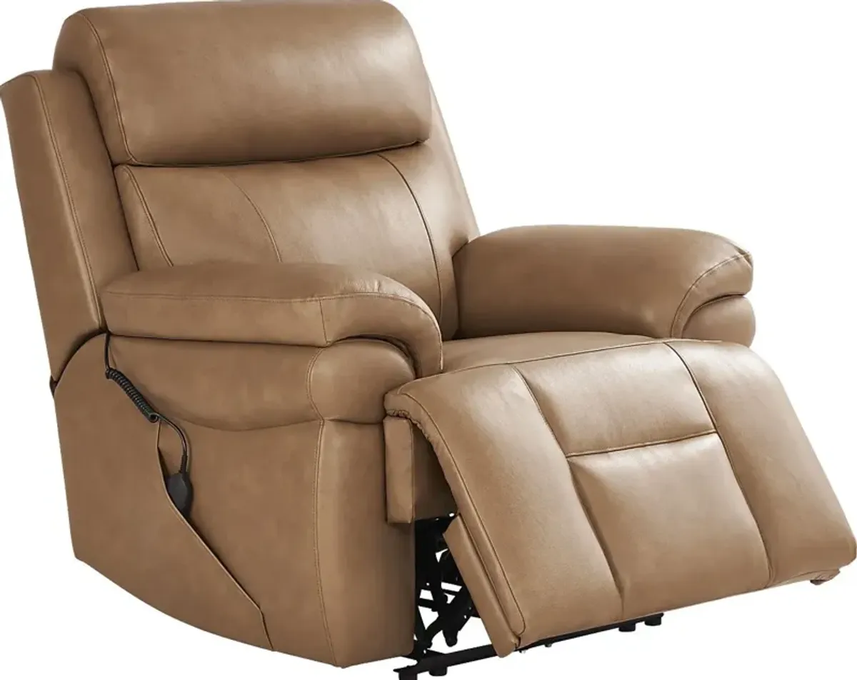 Eastmann Saddle Leather Triple Power Recliner with Air Massage