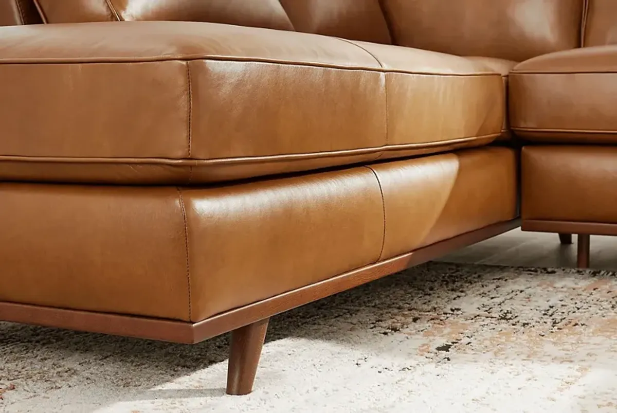 Duluth Caramel Leather 3 Pc Sectional Living Room