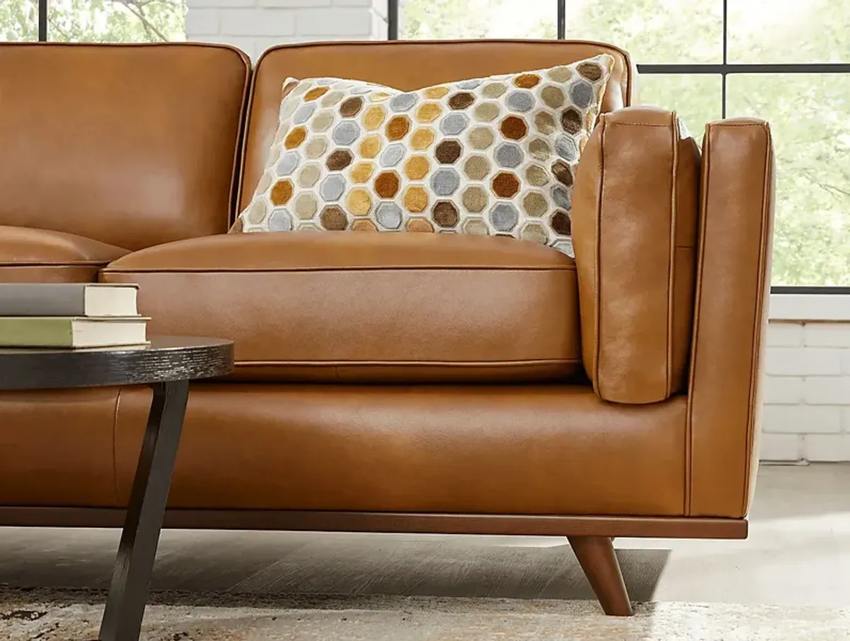 Duluth Caramel Leather 3 Pc Sectional Living Room