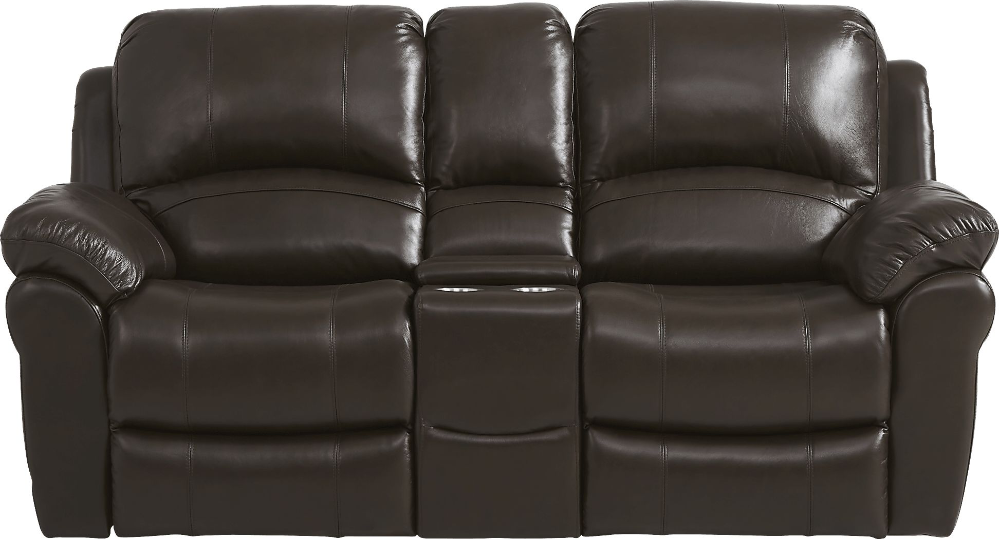 Vercelli Brown Leather Power Reclining Console Loveseat