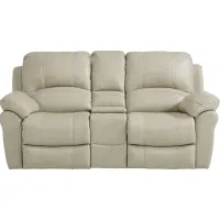 Vercelli Stone Leather Power Reclining Console Loveseat
