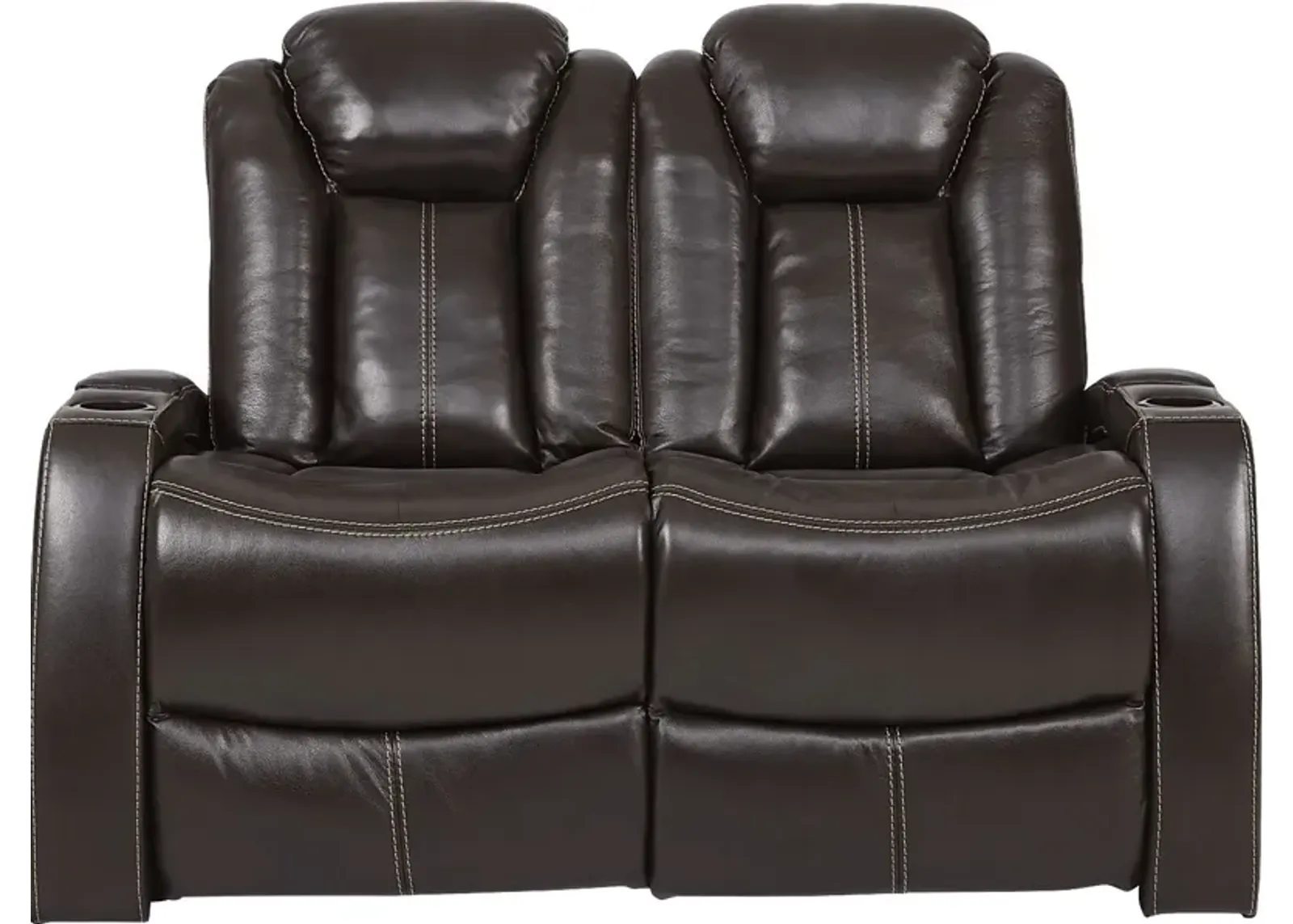 Moretti Brown Leather Loveseat