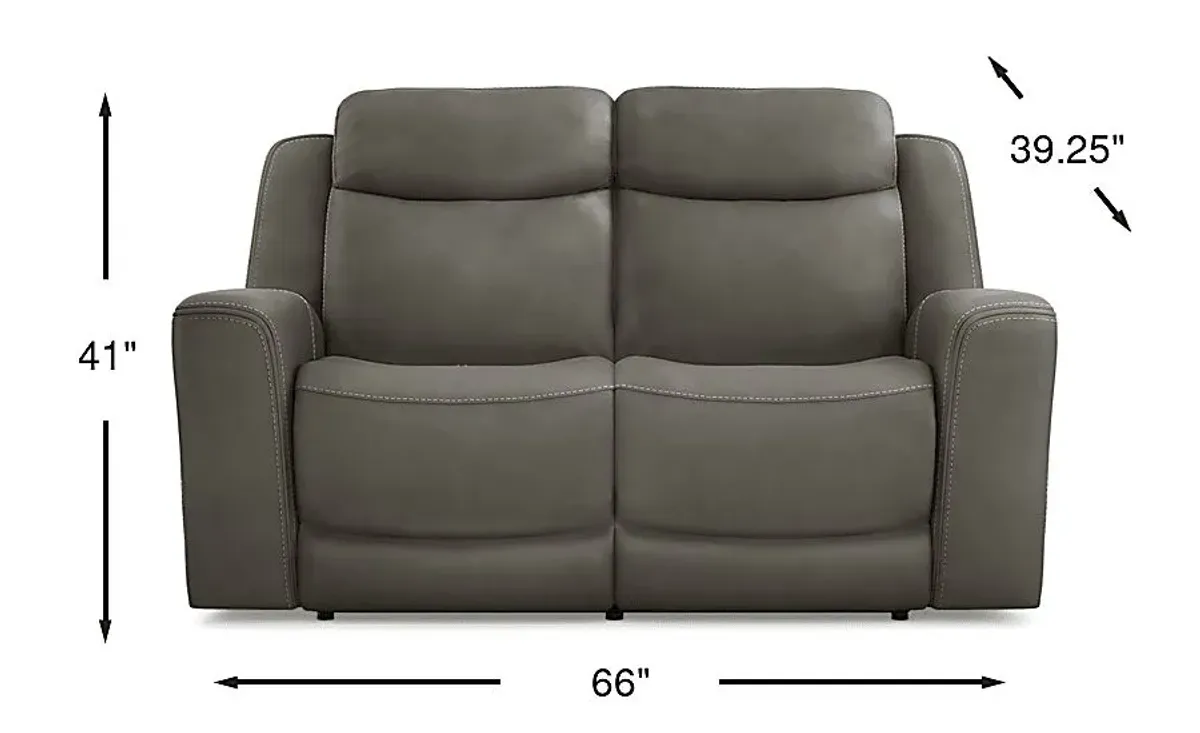 Davidson Dark Gray Leather Loveseat