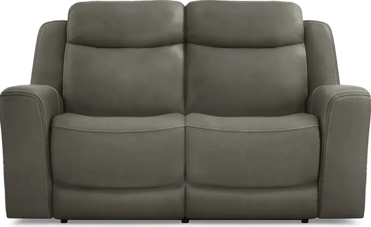 Davidson Dark Gray Leather Loveseat