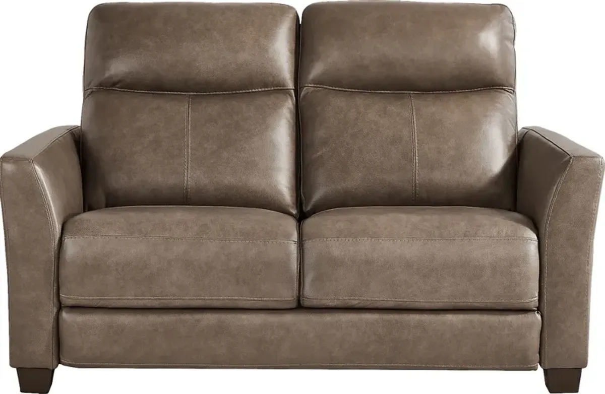 Maestro Mushroom Leather Loveseat