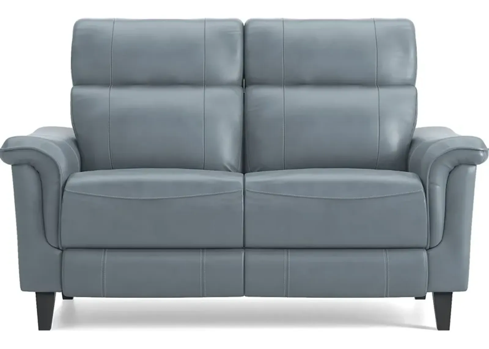 Avezzano Blue Leather Loveseat