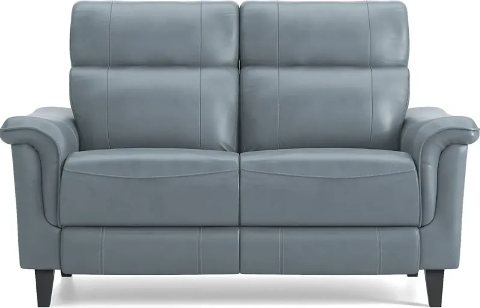 Avezzano Blue Leather Loveseat