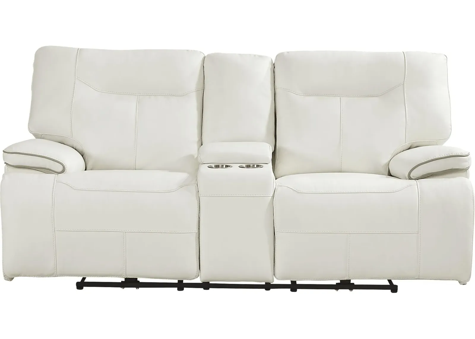 Bernsley White Leather Reclining Loveseat