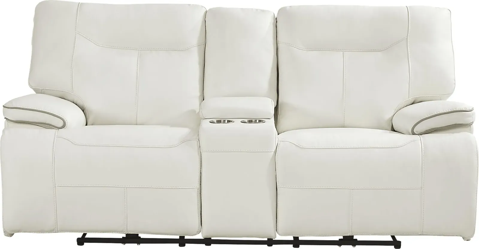 Bernsley White Leather Reclining Loveseat