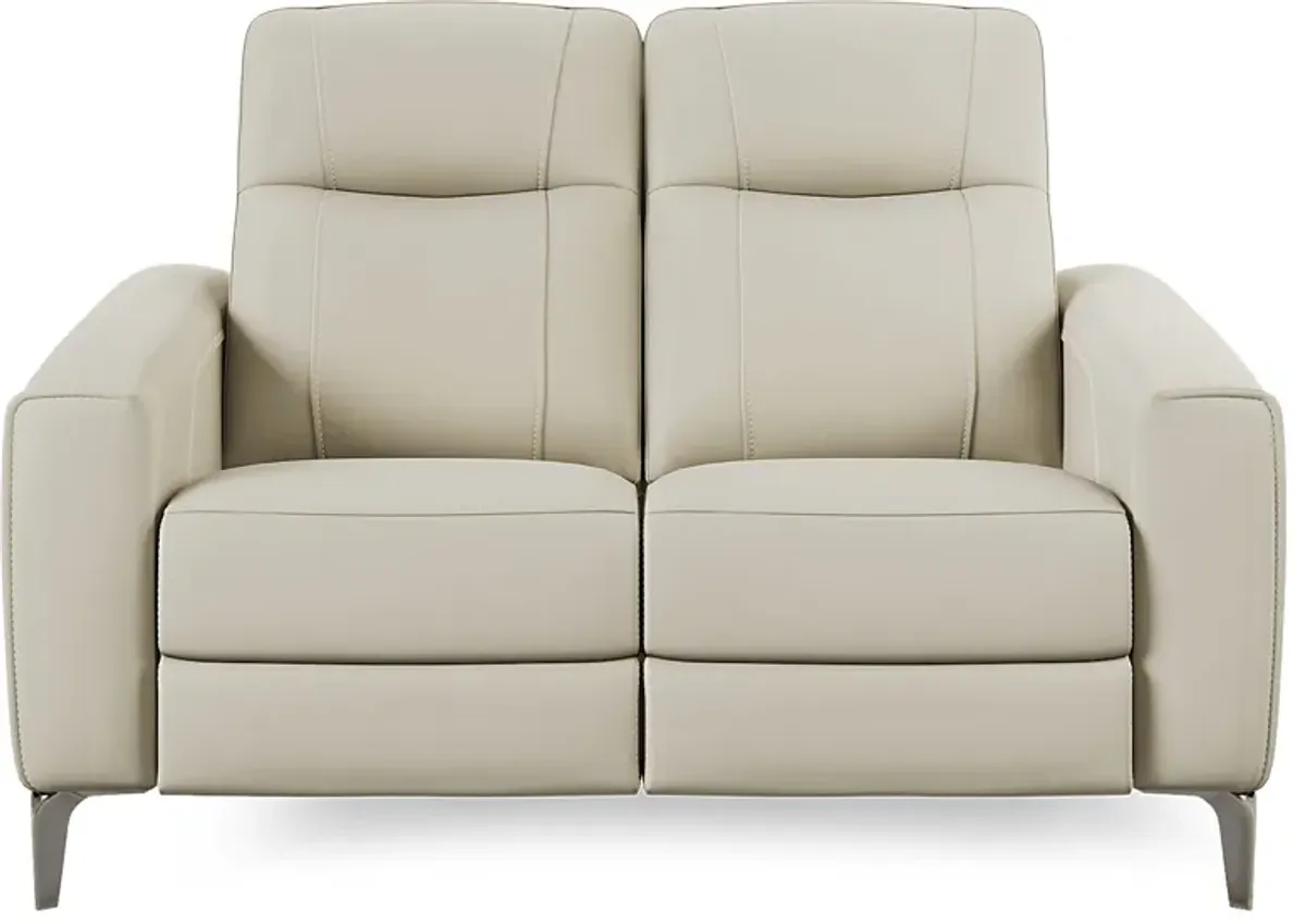 Parkside Heights Beige Leather Loveseat