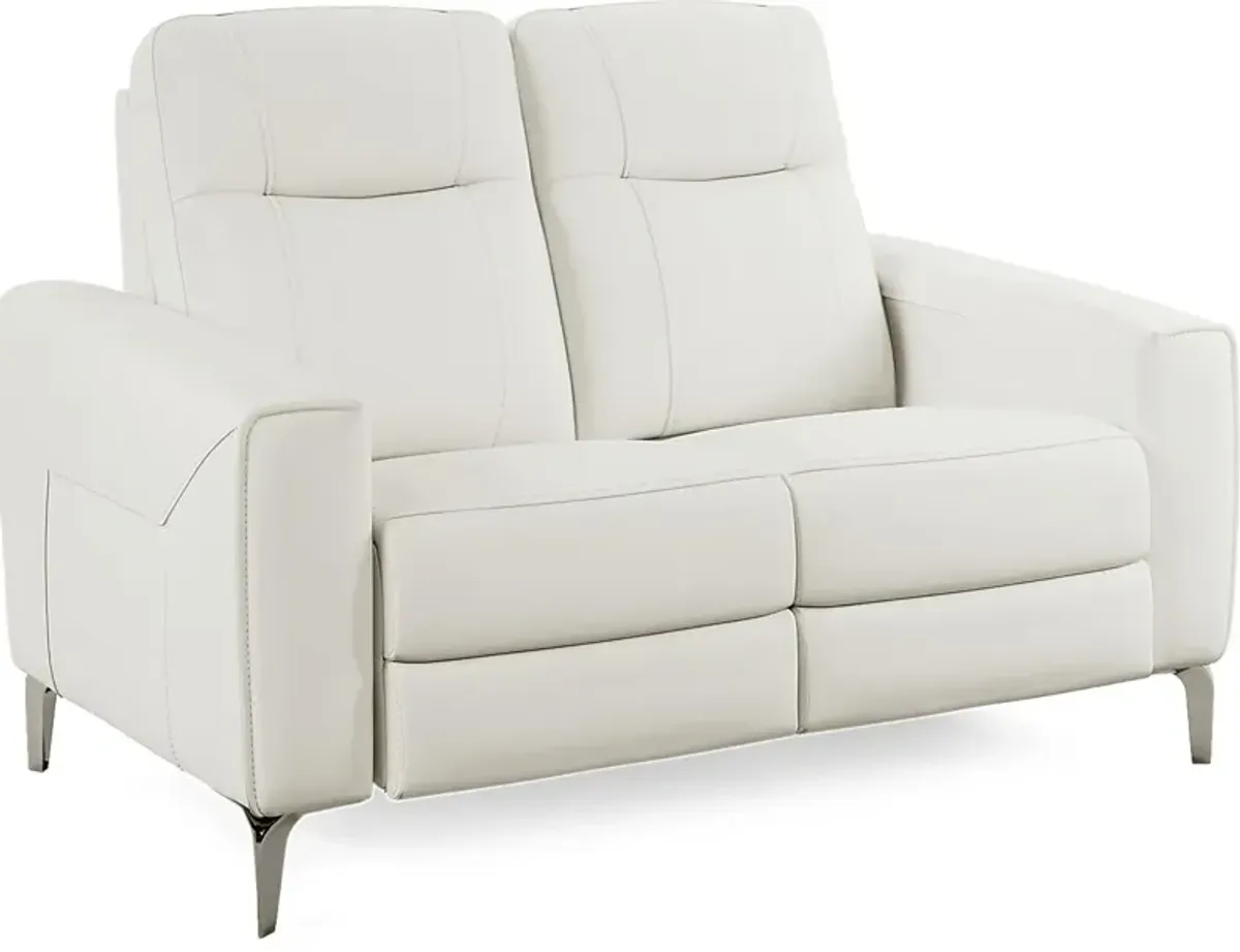 Parkside Heights White Leather Loveseat