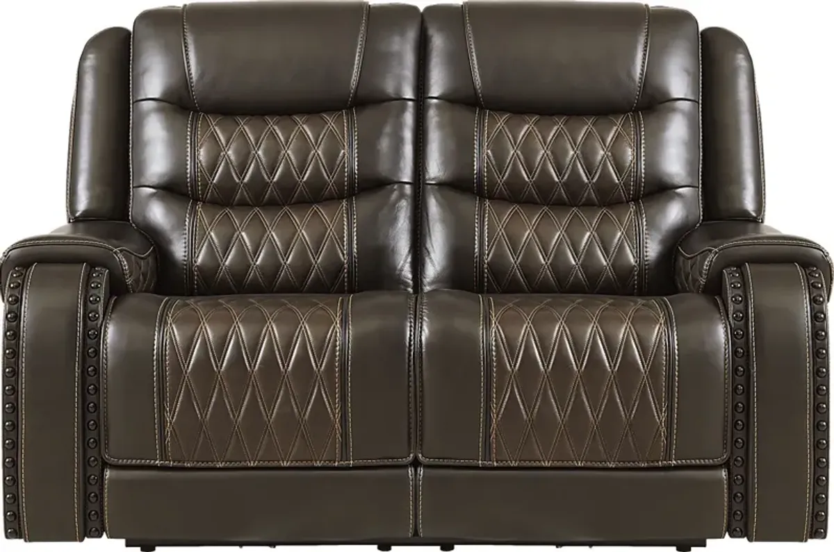Marquee Brown Leather Reclining Loveseat