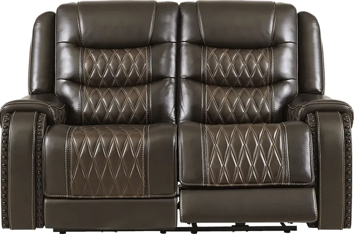 Marquee Brown Leather Reclining Loveseat