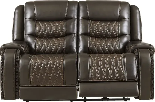 Marquee Brown Leather Reclining Loveseat