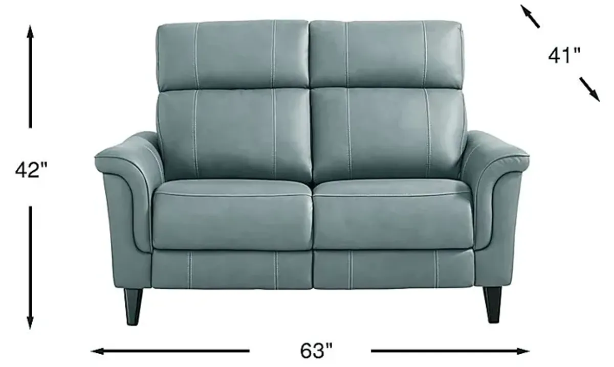 Antonella Blue Leather Loveseat