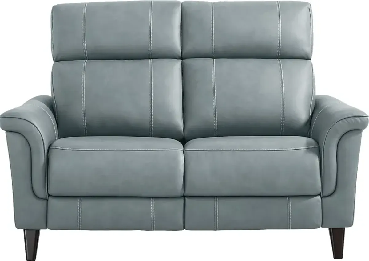 Antonella Blue Leather Loveseat