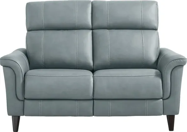 Antonella Blue Leather Loveseat