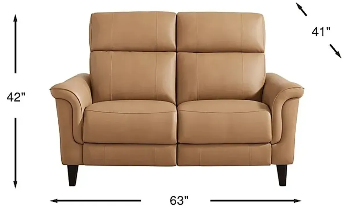 Antonella Tan Leather Loveseat
