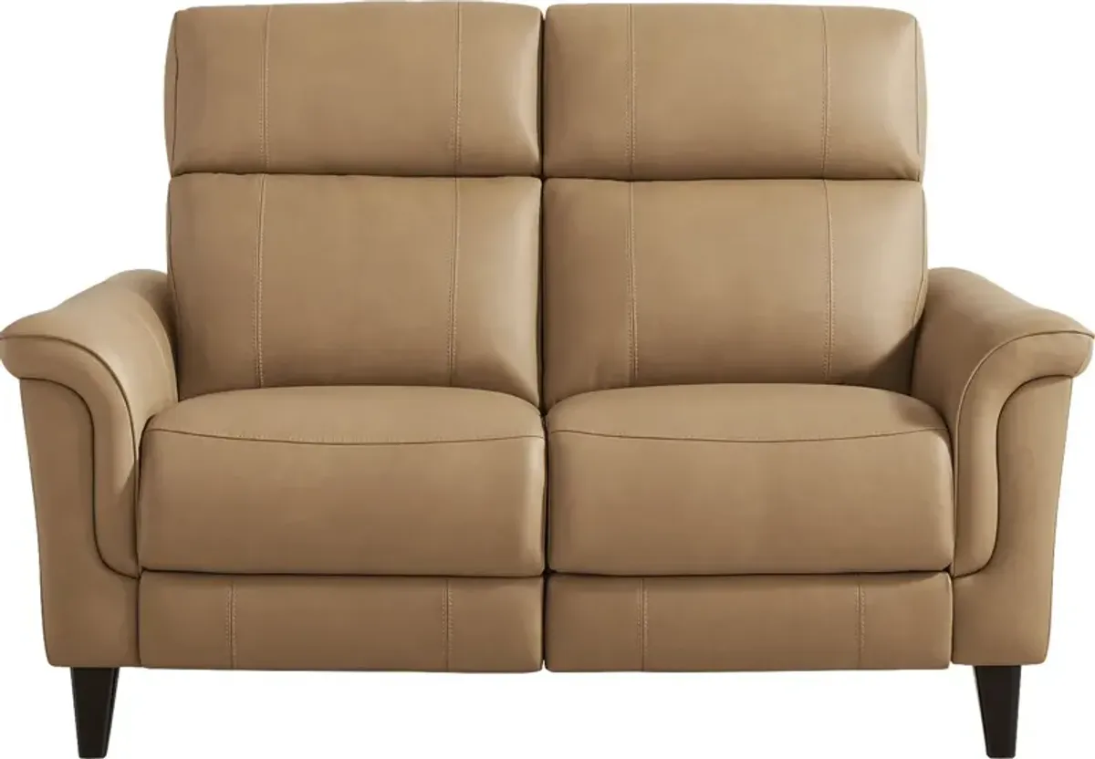 Antonella Tan Leather Loveseat