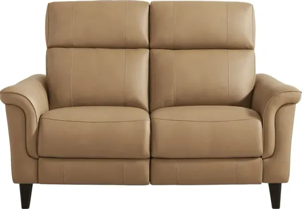 Antonella Tan Leather Loveseat