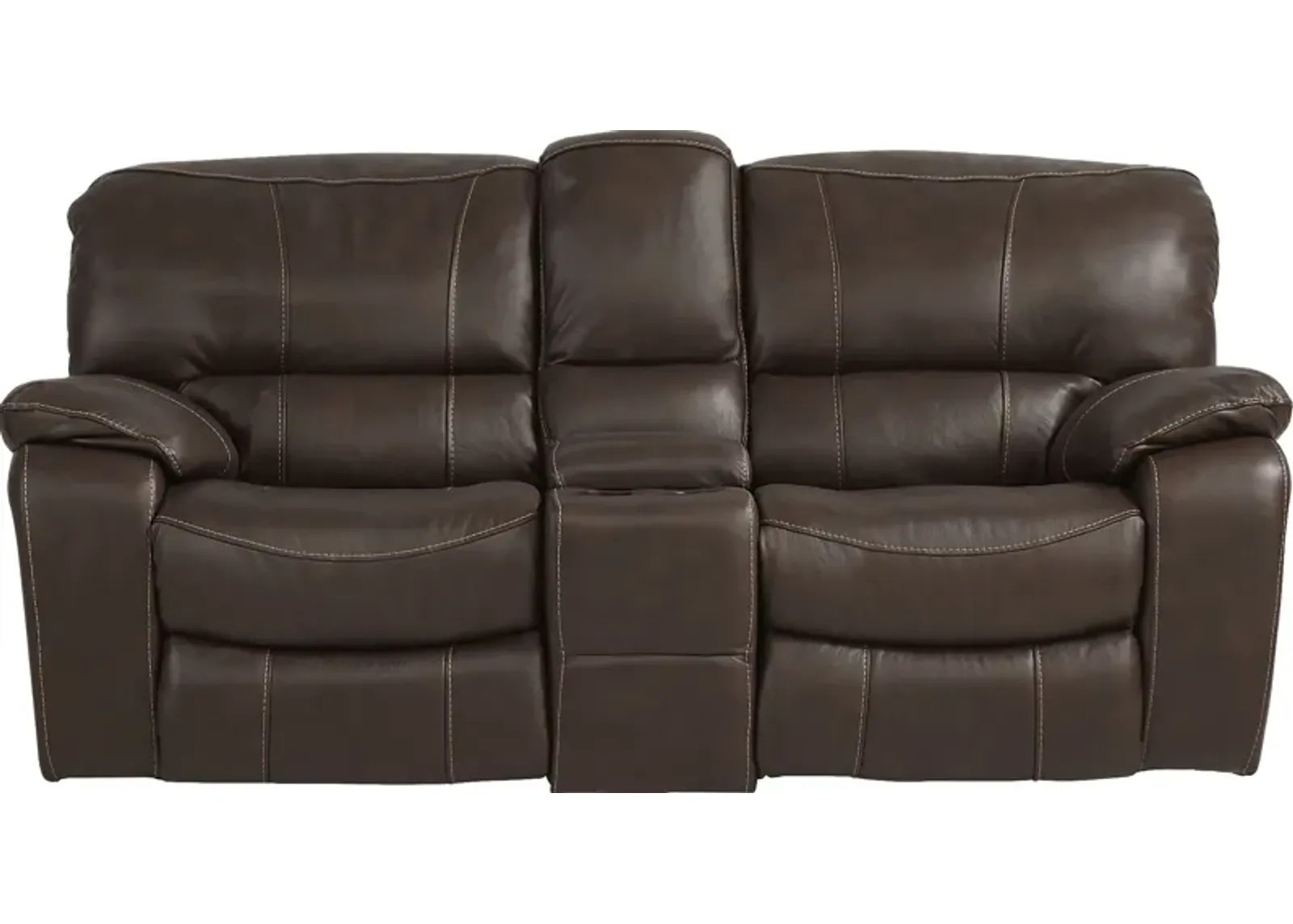 San Gabriel Brown Reclining Glider Console Loveseat