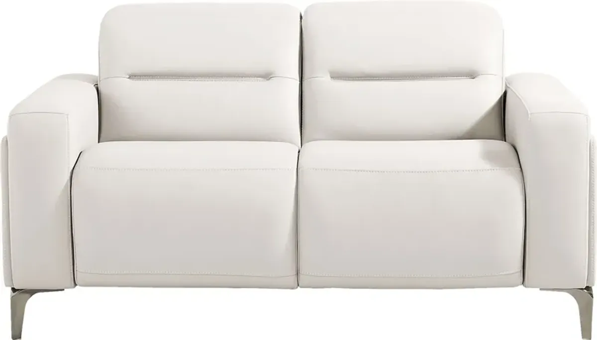 Amalfi White Leather Loveseat