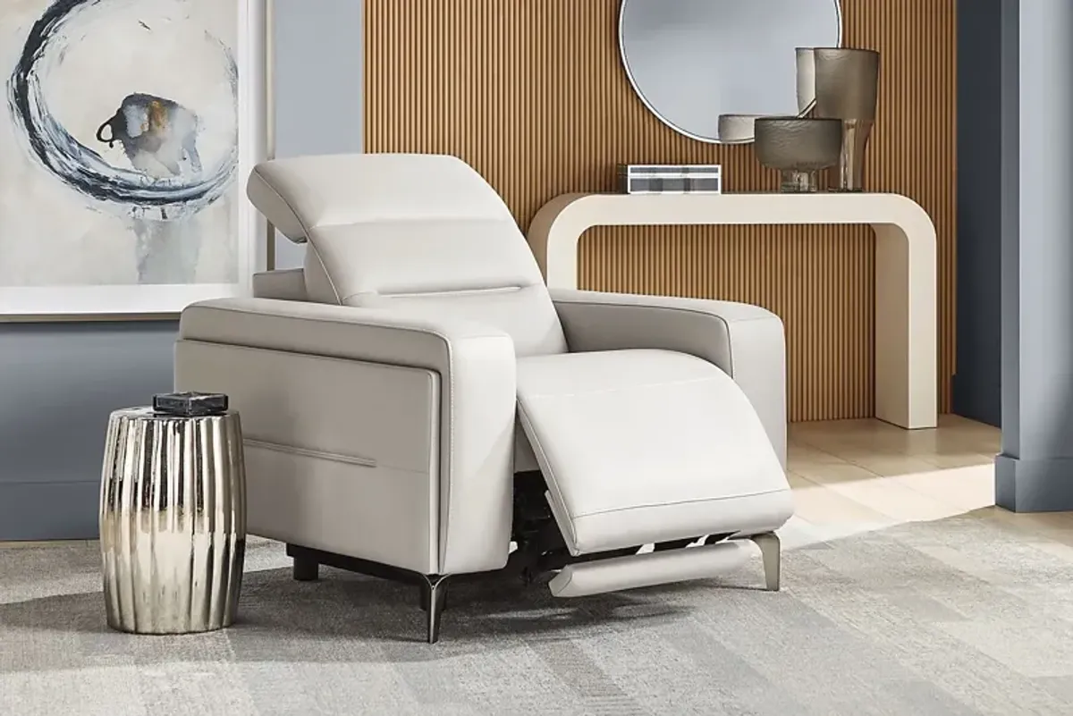 Amalfi Gray Leather 9 Pc Living Room with Dual Power Reclining Sofa