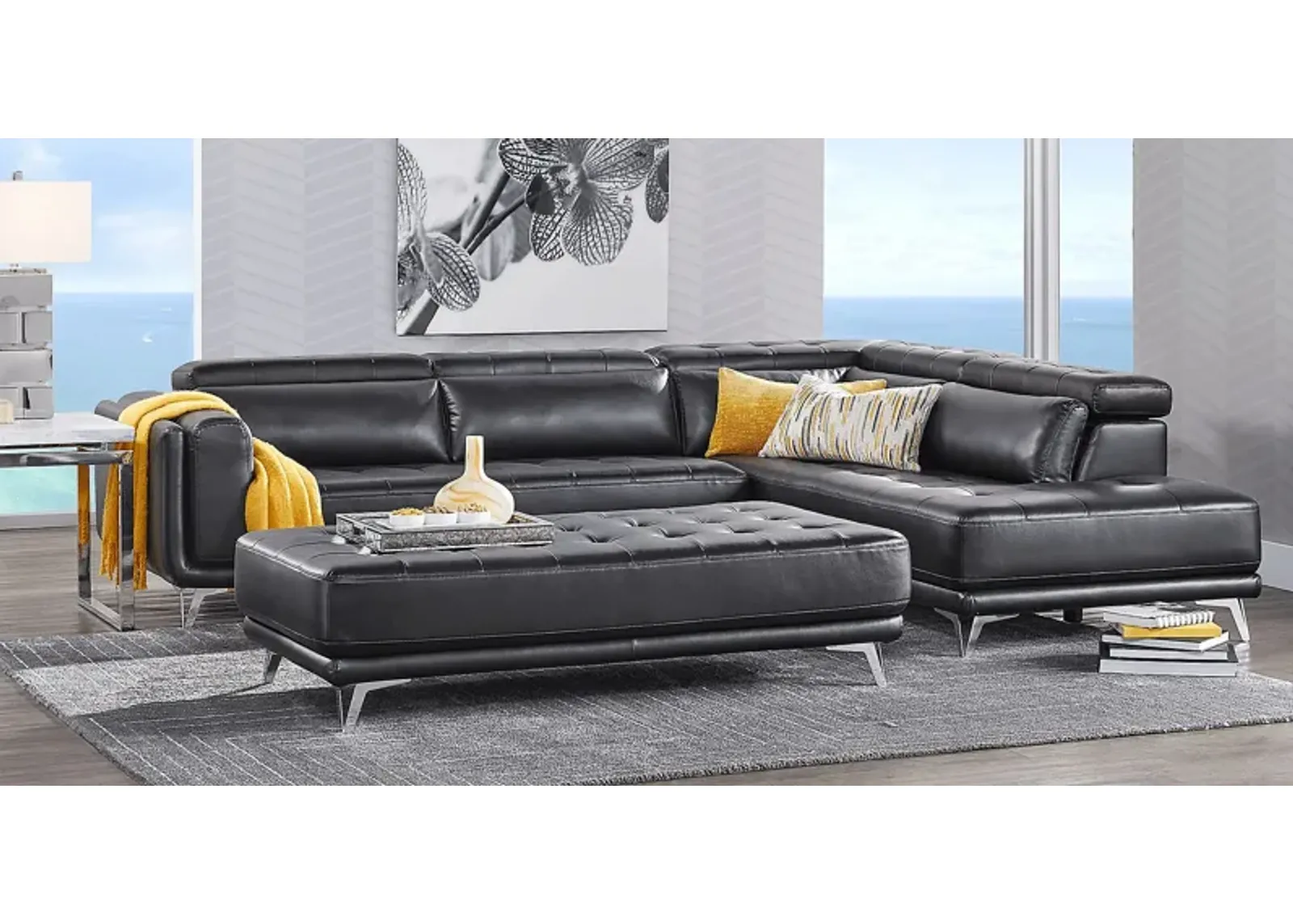 Hudson Heights Black 5 Pc Sectional Living Room