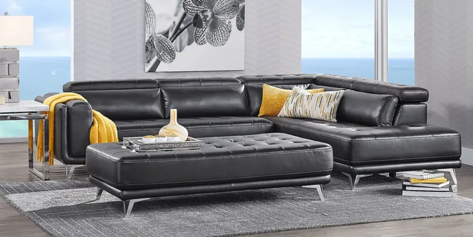 Hudson Heights Black 5 Pc Sectional Living Room