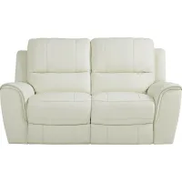 Lanzo Off-White Leather Loveseat